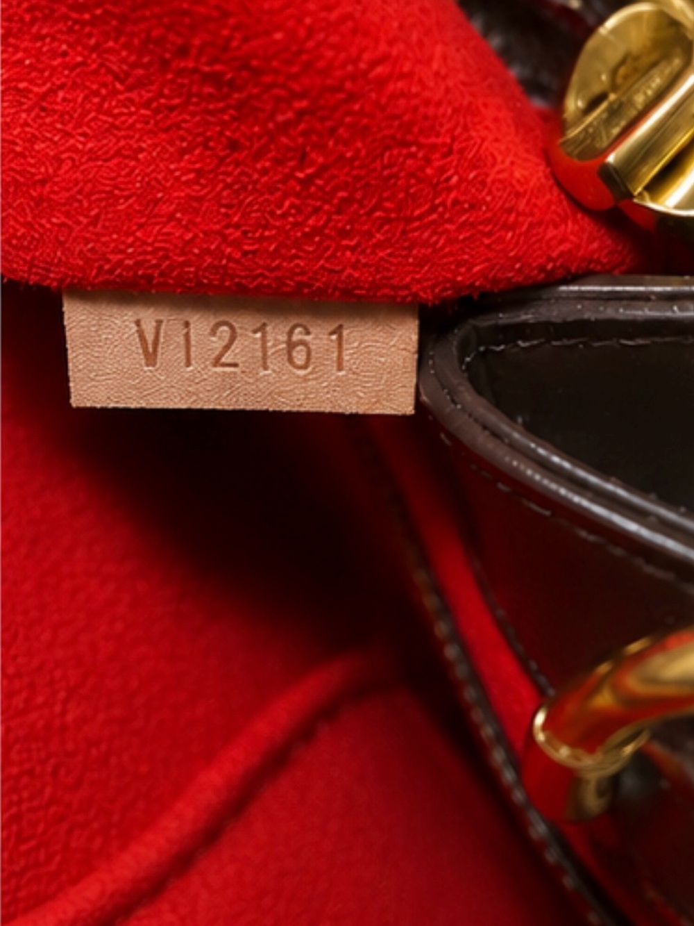Louis Vuitton Damier Ebene Sistina PM Shoulder Bag Red Alcantara Interior - Picture 4 of 5